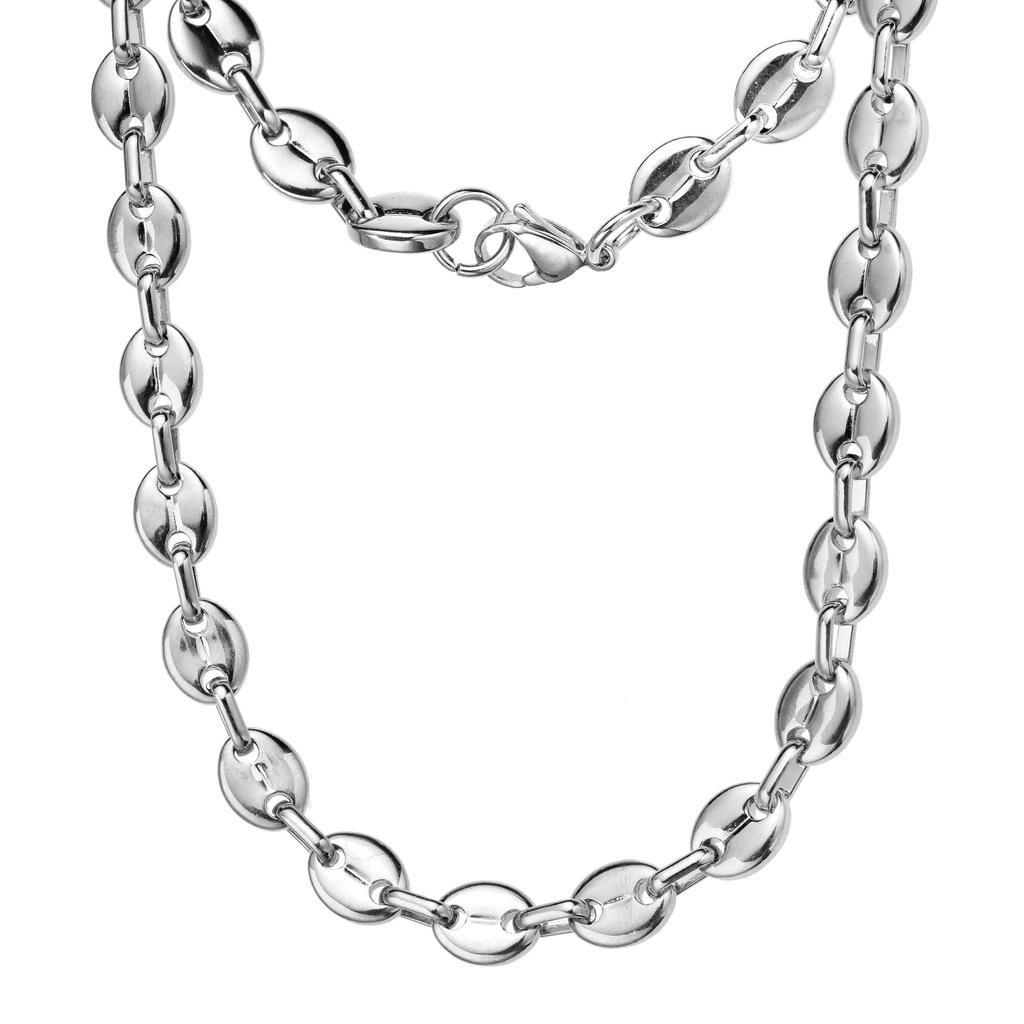 9mm Stainless Steel Coffee Beans Chain Necklaces For Men Women Fashion Hip Hop Jewelry