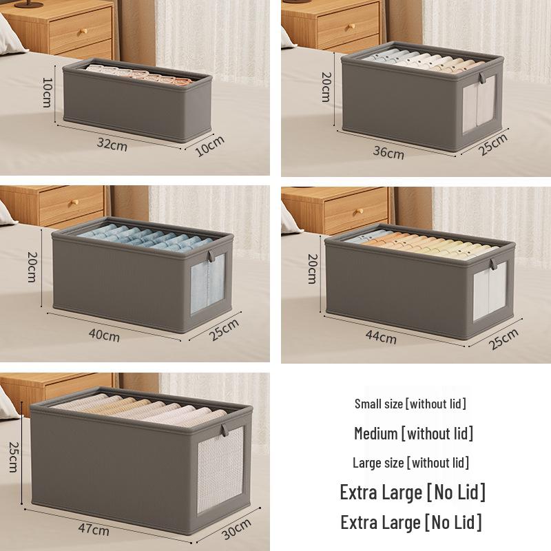 

Oxford Cloth Storage Box with Lid - Fabric Bin and Desktop Organizer Small No Window (32*10*10cm)