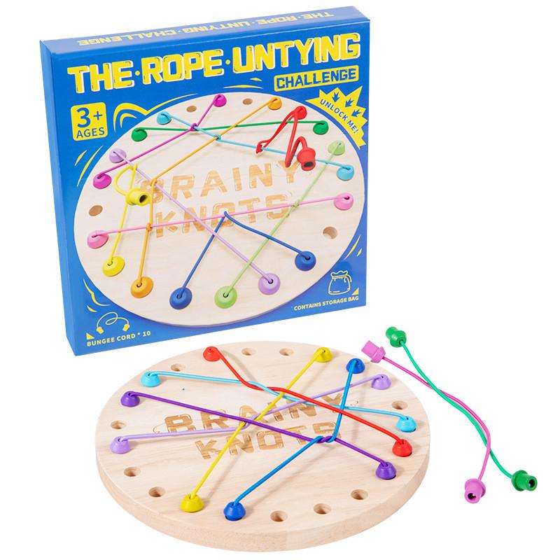 Rope Wooden Challenge Toy For Kids Logic Development Parentchild Interaction