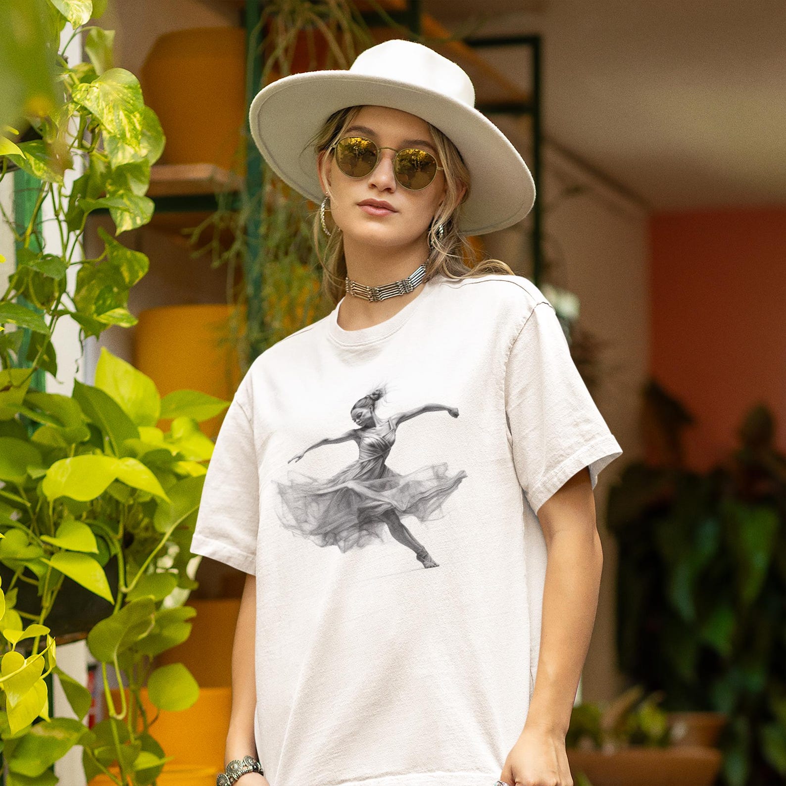 Ballerina Sketch T-Shirt: Minimalist Ballet Art Tee M