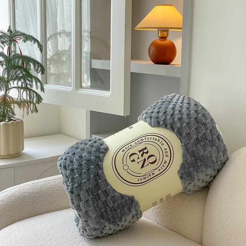 Thick Winter Fleece Blanket With Chenille Texture Solid Color Double-Layer Throw Bed Sofa Ultra Soft Warm Plush