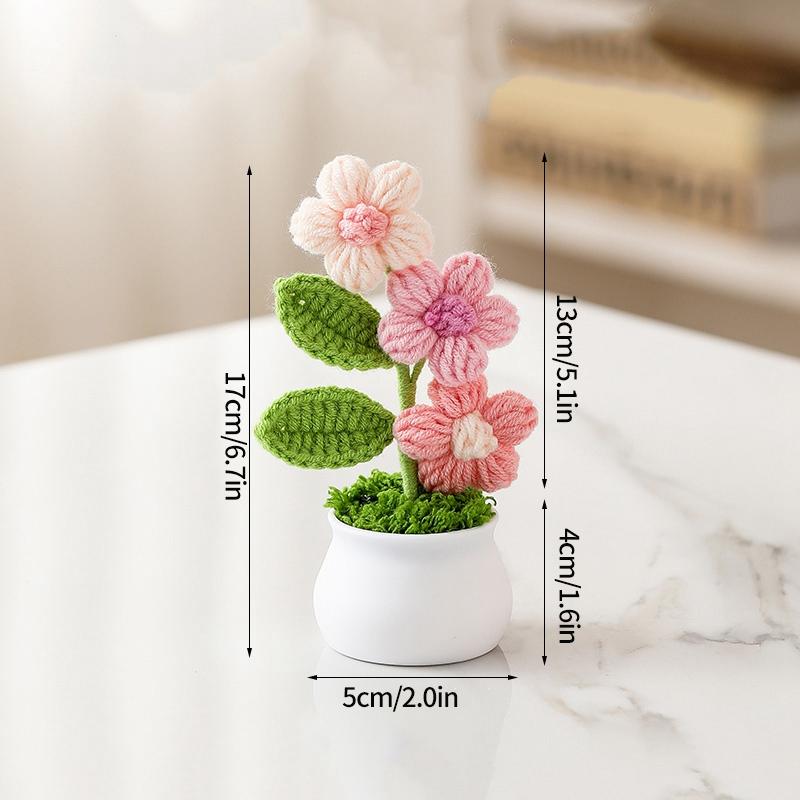 Crochet Flowers Sunflower Artificial Crochet Potted Desk Accessorie Office Accessorie Wedding Decor Teacher's Day Gift Girasol