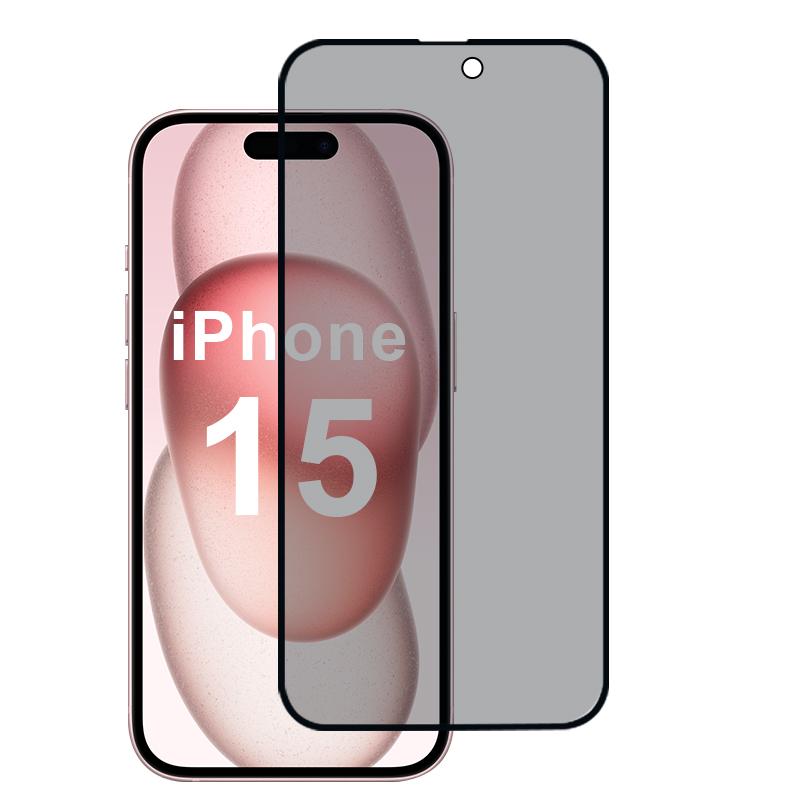 

For iPhone 15 Privacy Screen Protector 2.5D High Aluminum-Silicon Glass Shatterproof Film Type A