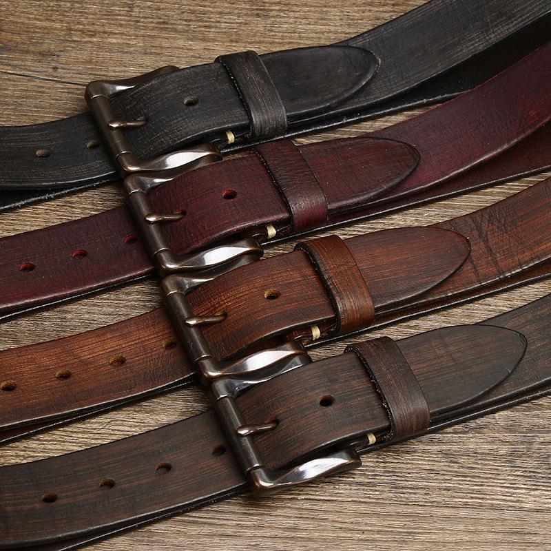 Retro Trend Niche Belt Men'S Leather Pin Buckle First Layer Pure Cowhide Casual Trend Versatile Young People Jeans