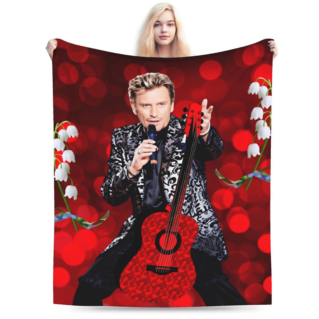 French Singer Johnny Hallyday Rock Star Blanket Quality Warm Soft  Throw Blanket Spring Boy Girl Couch Chair Bedspread