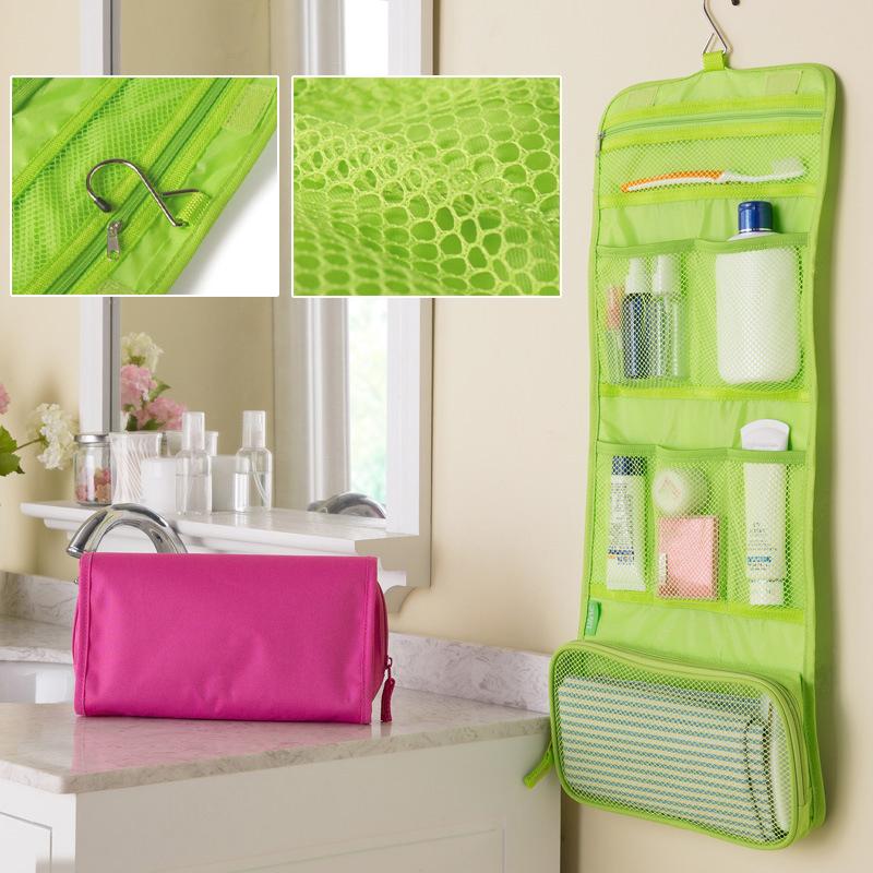 

High-Capacity Foldable Toiletry Bag Organizer Hanging Storage Bag Bathroom Makeup Bag Case Travel Dry And Wet Separation зелёный