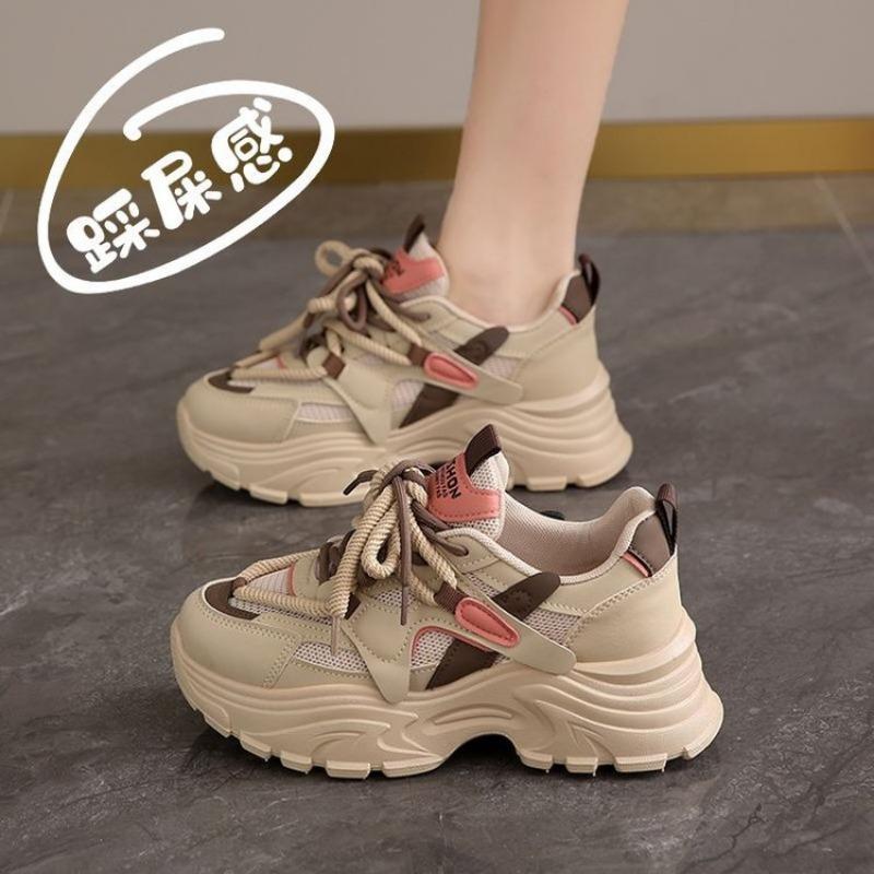Spring new thin thick-soled muffin dad shoes retro fried street color matching sports and leisure shoes
