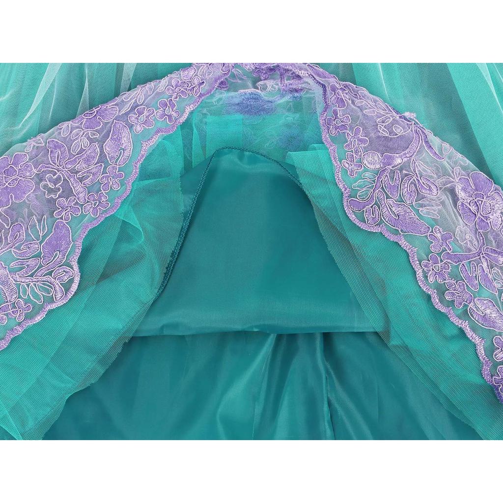 Vestito da Principessa Sirena Turchese per Bambine 7-8 Anni 130cm Costume per Halloween Carnevale Natale Pasqua Festa dei Bambini San Valentino