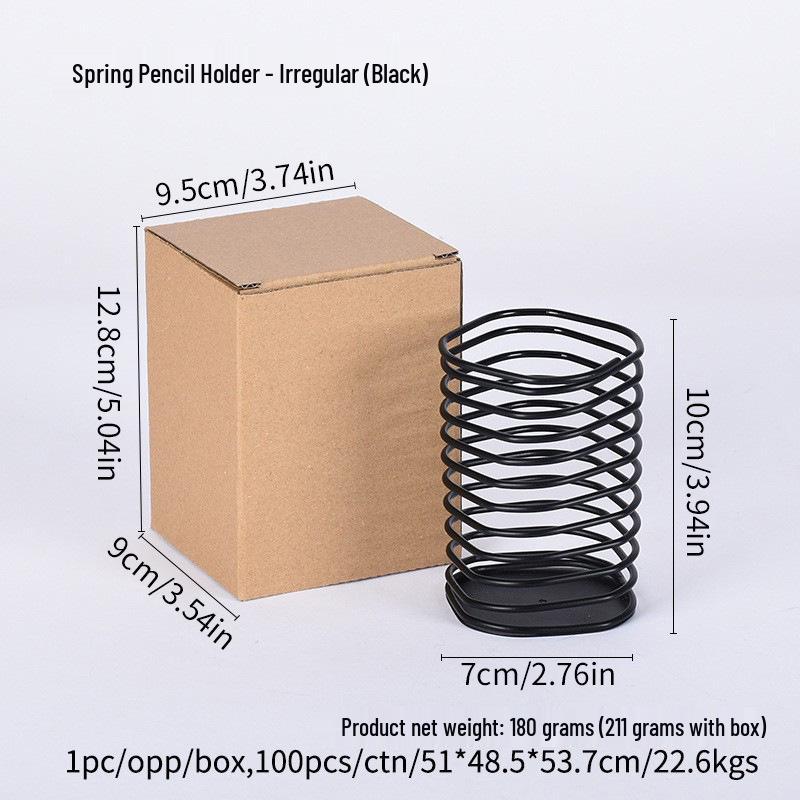 Creative Wrought Iron Spiral Pen Holder and Multifunctional Office Desk Organizer