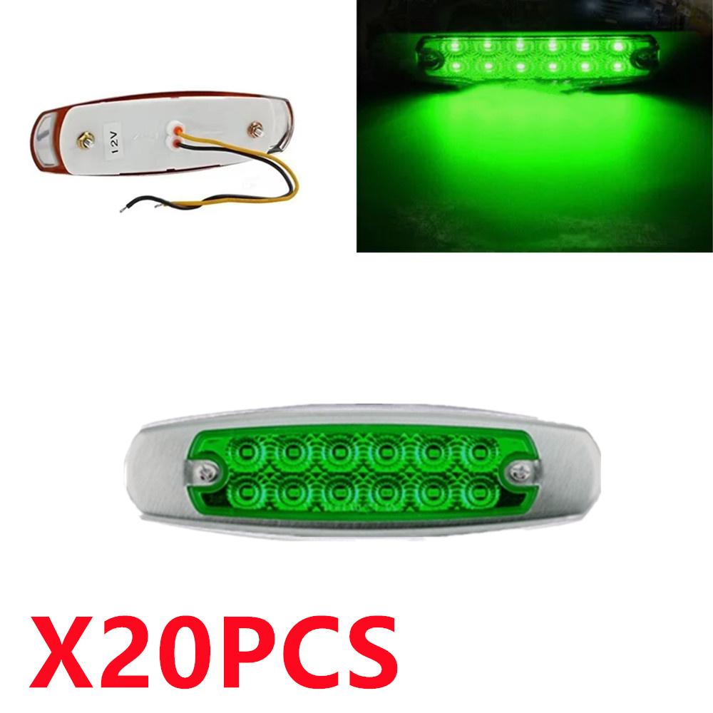 20PCS 12-24V Truck Side Marker Light 12LED Car Trailer Clearance Side Light for Lorry Bus Van Caravan LED Car Light Waterproof