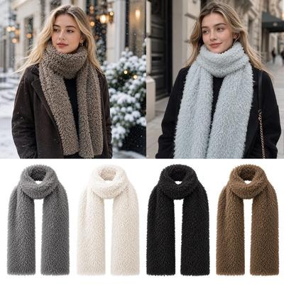 Thickened Plush Scarf Faux Sherpa Neck Scarf New Neckerchief Wrap Women Girl