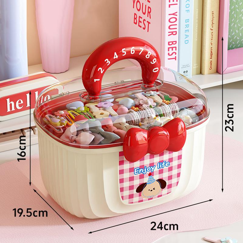 Girl Hair Accessories Storage Box Portable Makeup Organizer Jewelry Storage Box for Hair Ties Hairpin Earring Bracelet Necklace