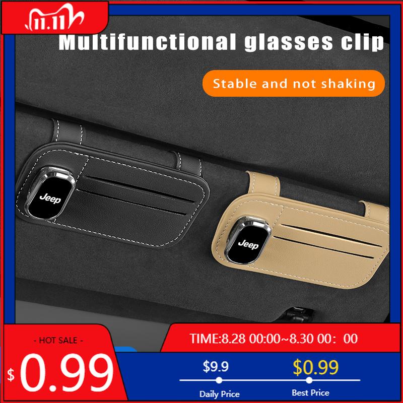 Cup Holders Car Sun visor Glasses Sunglasses Multi-function Clip For Jeep Renegade Compass Grand Cherokee Wrangler Gladiator Pat