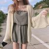 Lamerry Durchsichtiger Sommer-Strick-Bikini-Schutzaprikose Kostenloser Badeanzug, Strickjacke, Oberteil, Schutz, Durchsichtige Strandbekleidung, Überwurf, Körperbedeckend, Damen, Weiß, (JP,
