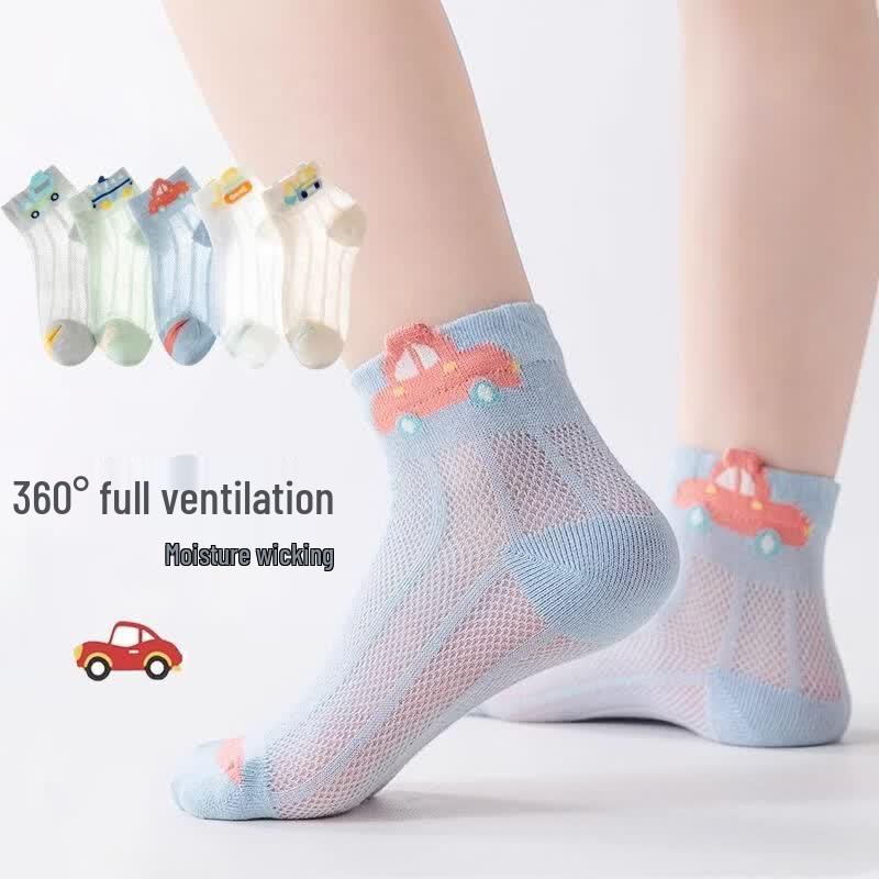 Kappabear Kids  Summer Breathable Mesh Cartoon Short Socks