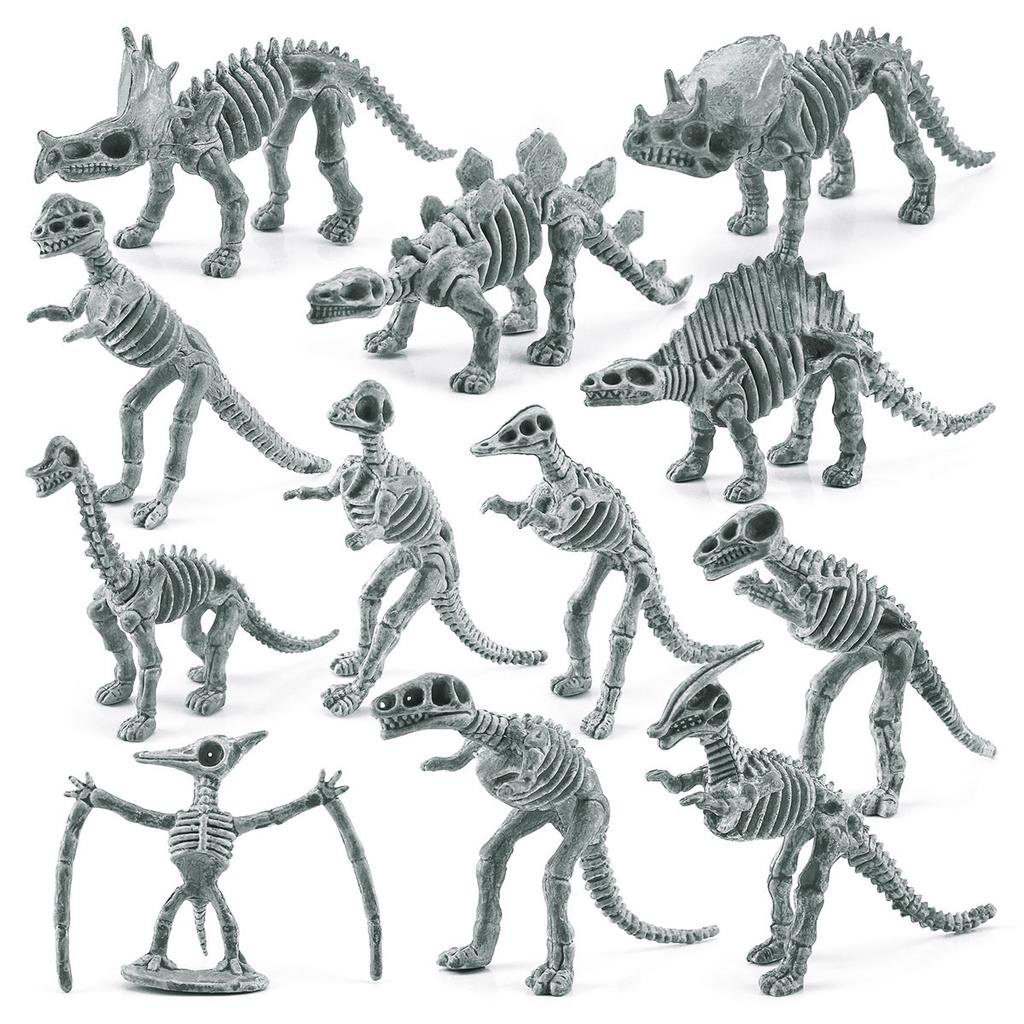 Simulation Mini Dinosaur Gray Skeleton Model Stegosaurus Tyrannosaurus Triceratops Archaeological Animal Fossil Ornament