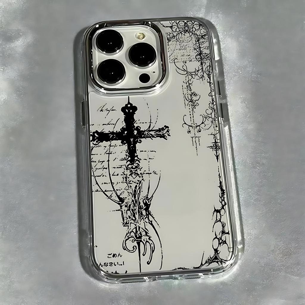 Dark Gothic Cross Mark Phone Case for OPPO Reno4 Reno5 Reno6 Reno8 Reno11 Reno12 13 14 15 Z T F Pro 4G 5G Transparent Soft Cover
