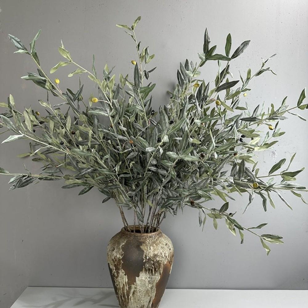 Mit Früchten Künstlicher Olivenzweig Plastik Falsche Olive Baum Vase Arrangement