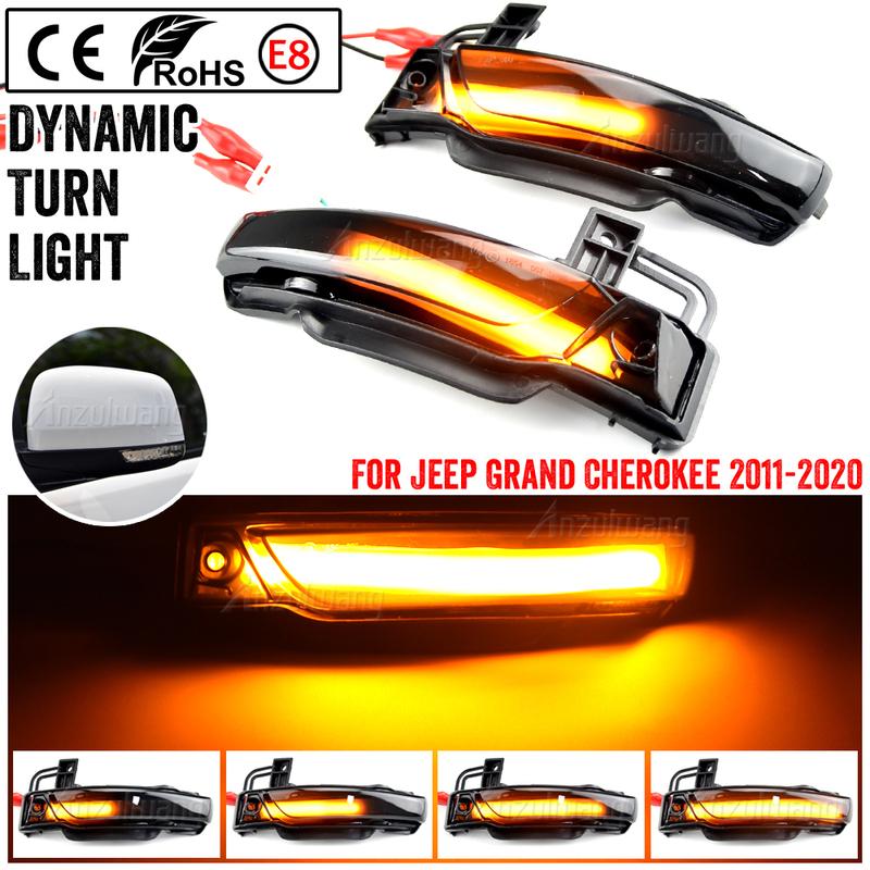 2pcs Car LED Dynamic Turn Signal Side Mirror Light Rear Mirror Blinker Lamp Fit For Jeep Grand Cherokee WK2 2011-2018