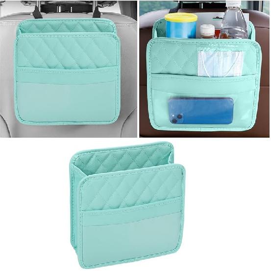 Mandark Car Seat Back Organizer, PU Leather Vehicle Backseat Hanging Storage Pocket, Multipurpose Auto Travel Essentials Accessories For Kids &