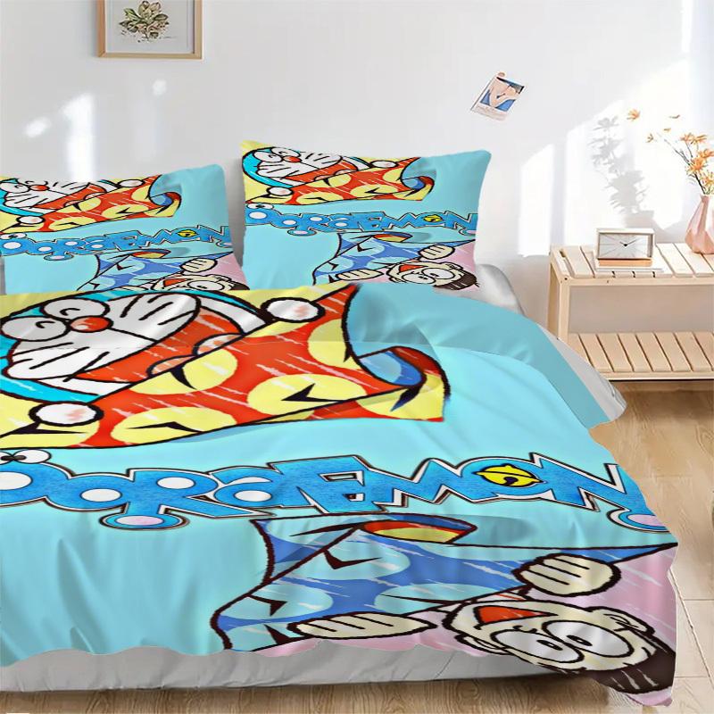 3pcs Doraemon Duvet Cover Set, 1 Duvet Cover + 1/2 Pillowcases (No Insert), Double Bed Duvet Cover, Bedding Set, Bedding, Seasonal Bedding, 135x200cm