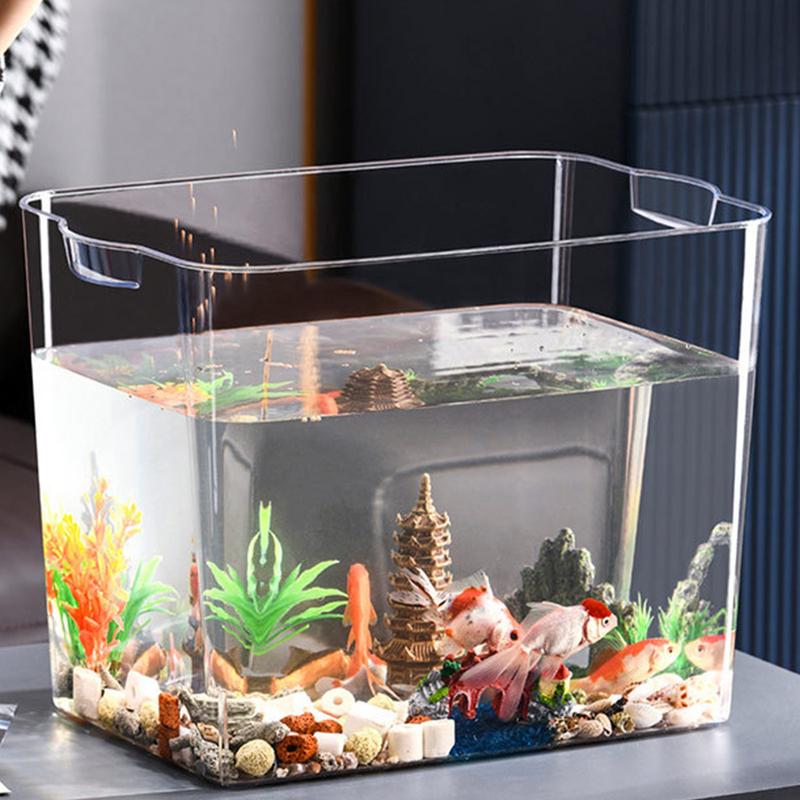 Beginner Fish Tank Stackable Transparent Cube Tank Small Fish Bowl For Temporary Space Turtle Tanks Desktop Aquarium For