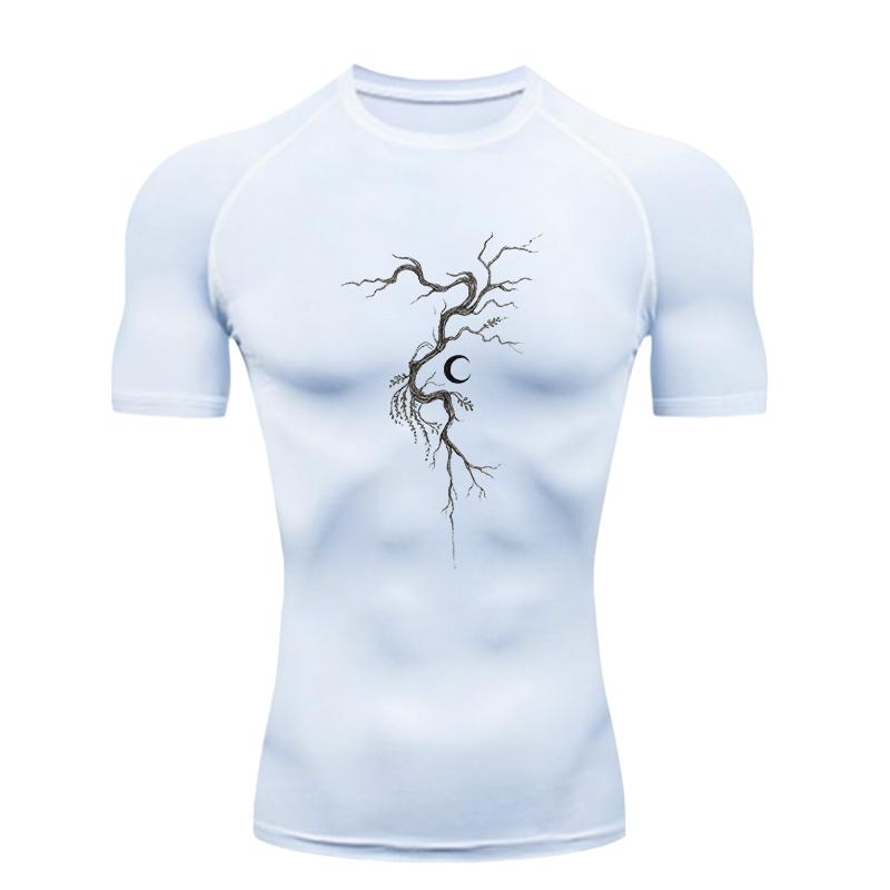 Men Sports T-shirt Training Fitness Compression Athletic Tight Fit Short Sleeve Fitness Breathable Quick-Drying High Elasticity S