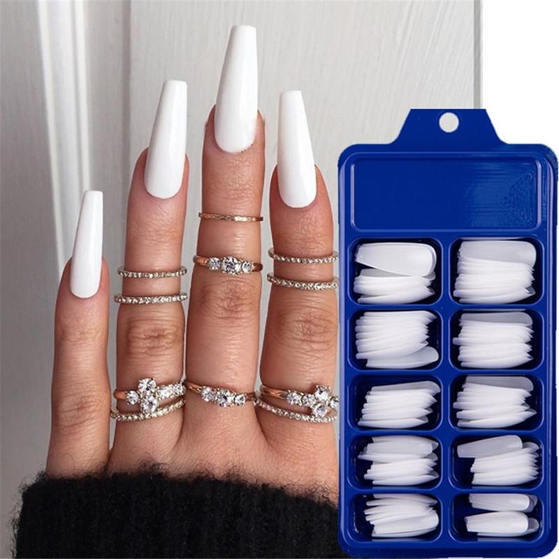 24/100Pcs Candy Color False Nail Tips Full Cover Matte Acrylic Ballerina Fake Nails Tip DIY Beauty Manicure Extension Tools