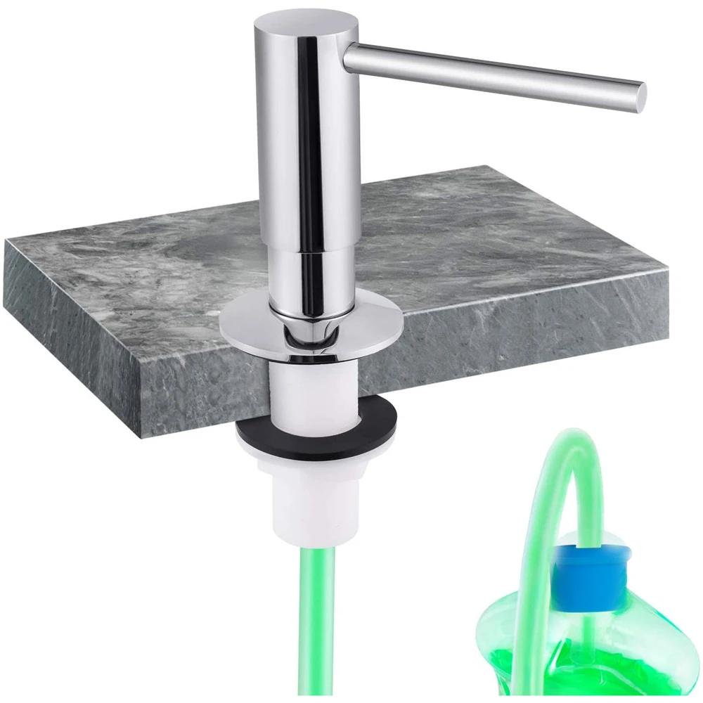 Built-in Pump Kitchen Liquid Soap Bottle 500ml Brass Brushed Nickel Soap Dispenser Black Kitchen Sink Soap Dispenser with Tube