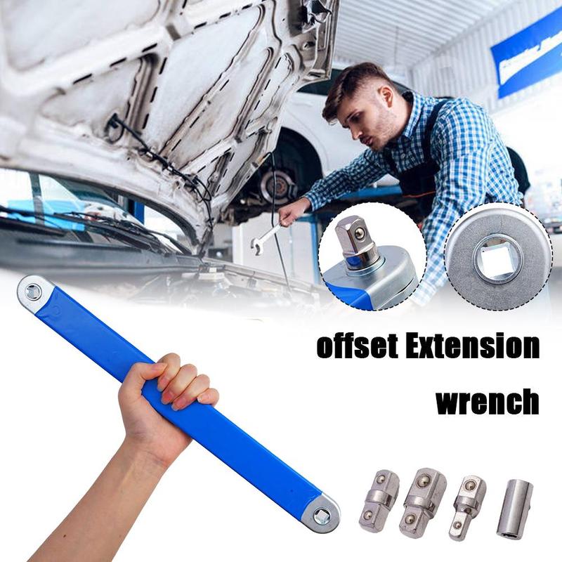 Offset Extension Wrench Impact Socket Ratchet Extension Tool with 1/4inch 3/8inch 1/2inch Drive Adapters Universal