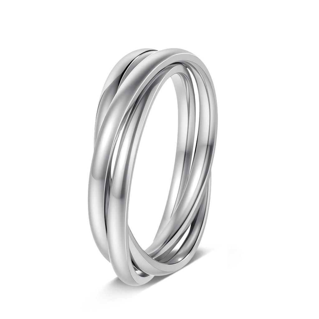 Anel Rotativo Titanium Aço Inoxidável Anti-Stress Feminino Tricolor de Nicho – Joia Que Não Desbota
