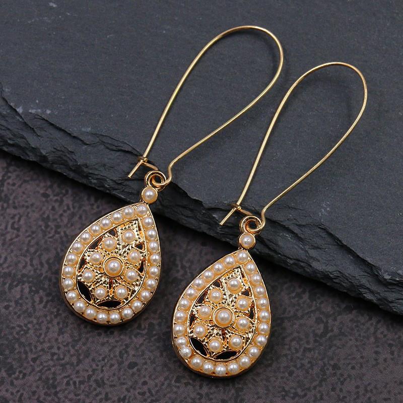 Vintage Ethnic Bohemian Drop Dangle Earrings For Women Wooden Tassel Pearl Beaded Geometric Leaf Flower Round Boho Earrings