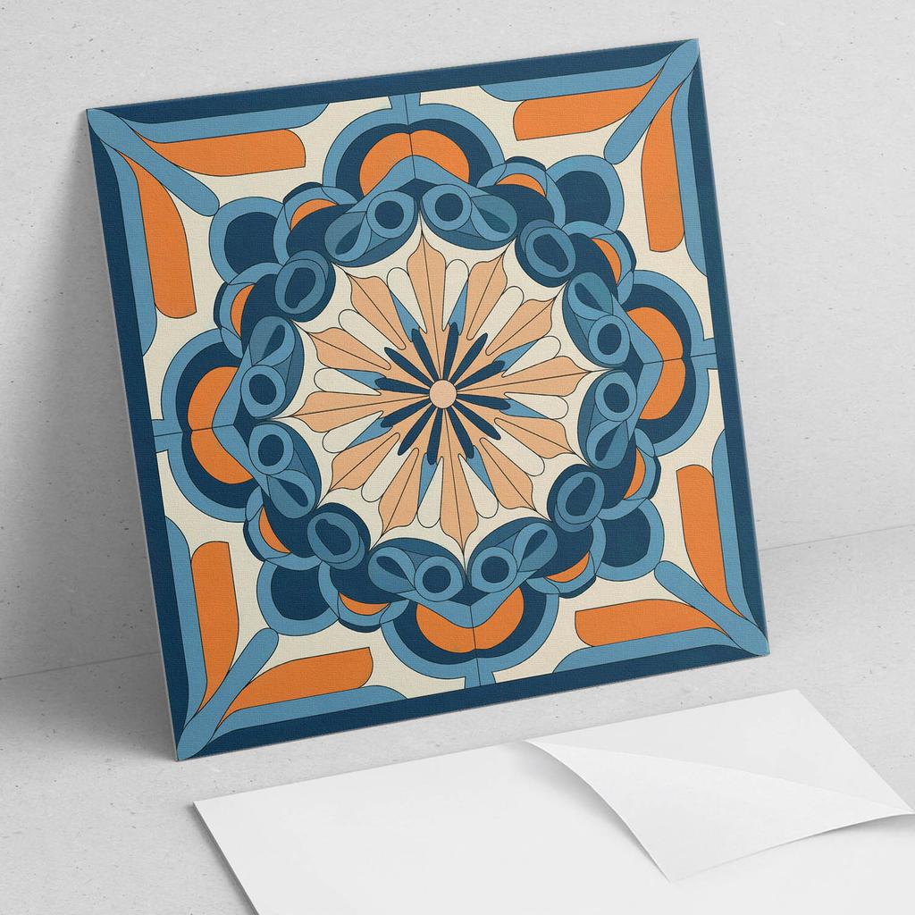 Zestaw Kafelków Pcv Z Dekorem Do Kuchni Lub Łazienki Wzór Mandali Z Motywem Kwiatowym 4X50X50 Cm