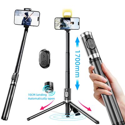 1.7M Draagbare Mobiele Standaard Monopod Selfie Stick Statief met Draadloze Bluetooth Afstandsbediening voor iPhone Samsung Huawei Xiaomi