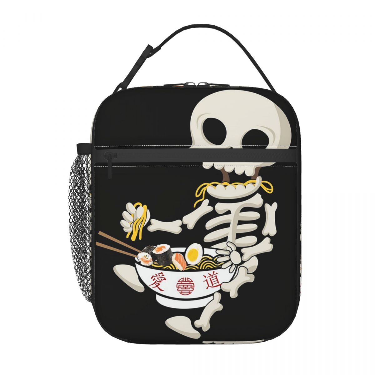 

Cartoon Skeleton Eating Ramen Food Halloween Insulated Lunch Bag for Women Children Leakproof Food Boxes Thermal Lunch Box Tote One Size