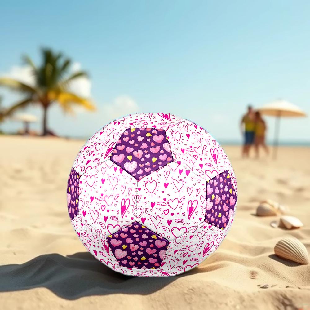 1PZ Pallone da Calcio Cuori Rosa Cuori Colorati Taglia 5 Calcio Cucito a Macchina Universale Indoor/Outdoor Calcio A63