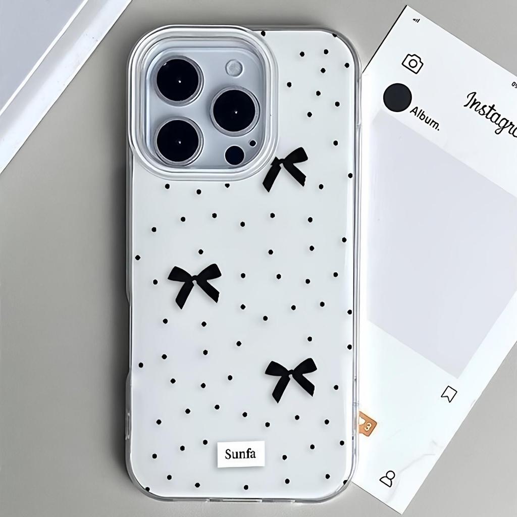 Polka Dot Bow iPhone Case for 15 Pro Max, 17 Pro Max, and 16 Pro - Set of 13