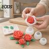 Flexible Flower Mold 4Pcs Silicone Mold, DIY Rose Candle Soap Making Epoxy Resin for Chocolate, Baking Craft Gift