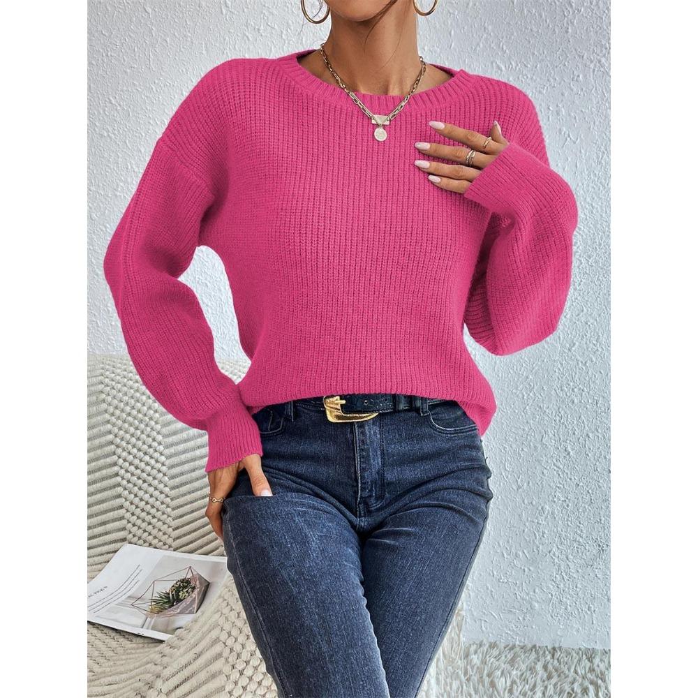 Nuovo Maglione Lavorato a Maglia da Donna Caldo di Lana Corto, Largo a Maniche Lunghe per Autunno e Inverno