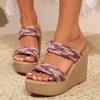 Fashion Women's Wedges Sandals 2024 New Handwoven Slippers Fashion Women's Sandals Casual Versatile High Heel Slippers Designer Sandals