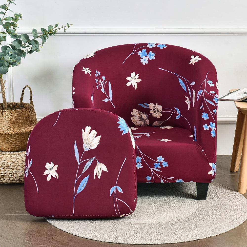 Printing Single Club Chair Cover Sofa Cover Full-covering Protective Cover Semi-circular Bathtub-shaped Sofa Cover Cushion