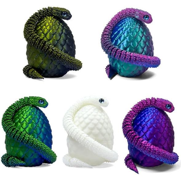 5PCS 3D Printed Snake Eggs with 11.8 Inch Snake Inside, Home Office Decor Executive Desk Toys for Autism/ADHD, Perfect for Easter Gifts, Collectibles