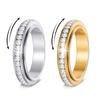 Korean Titanium Steel Rotatable Diamond Ring - Versatile and Stylish Decompression Finger Accessory