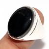 Herrenschwarzer Onyx Feinschliff 925 Silberbeschichteter Ring US 9 Geschenk für Ehefrau Trendy j5I57
