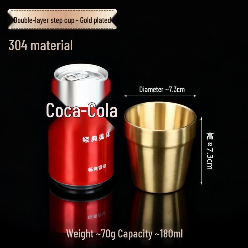 Korean Industrial Style 304 Stainless Steel Double-Walled Gold Beer Mug and Tea Cup