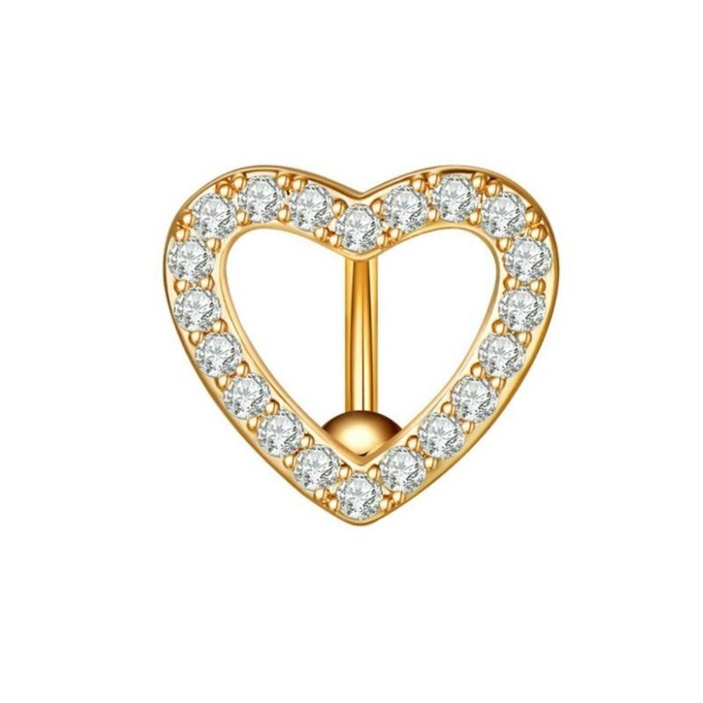 Stainless Steel Heart Belly Button Ring Sparkling Navel Ring Fashion Navel Barbell Jewelry  Women