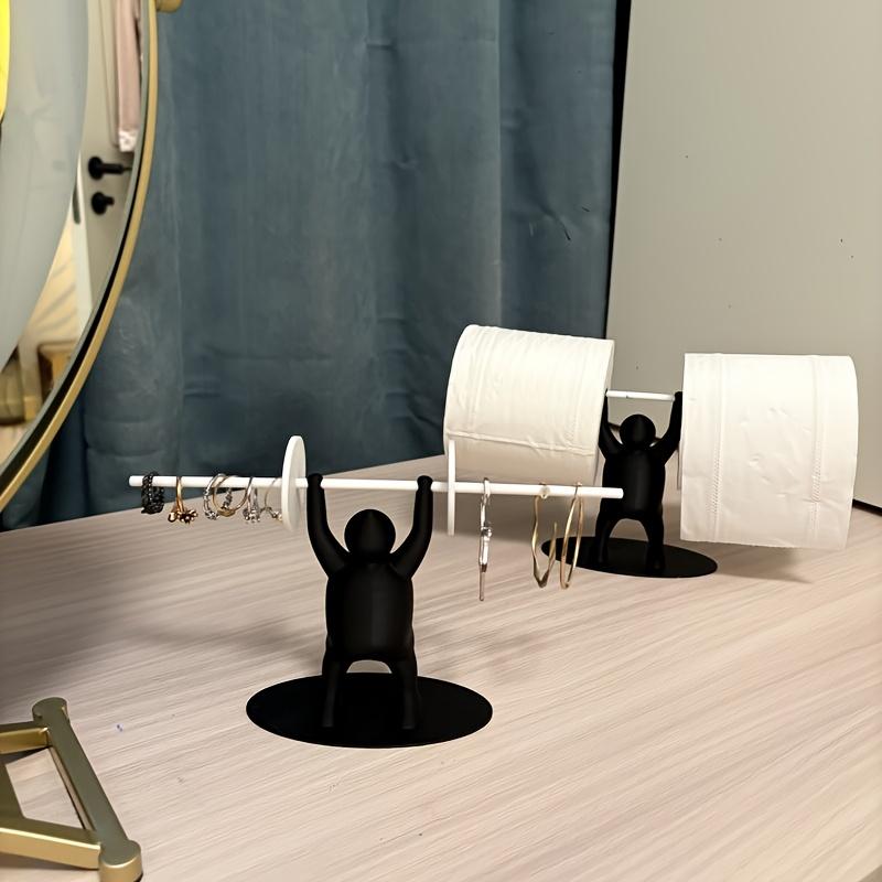 Stylish 3D Funny Weightlifting Toilet Paper Holder | Durable PLA Material, Bathroom Organizer, Unique Indoor Decor, Playful Design