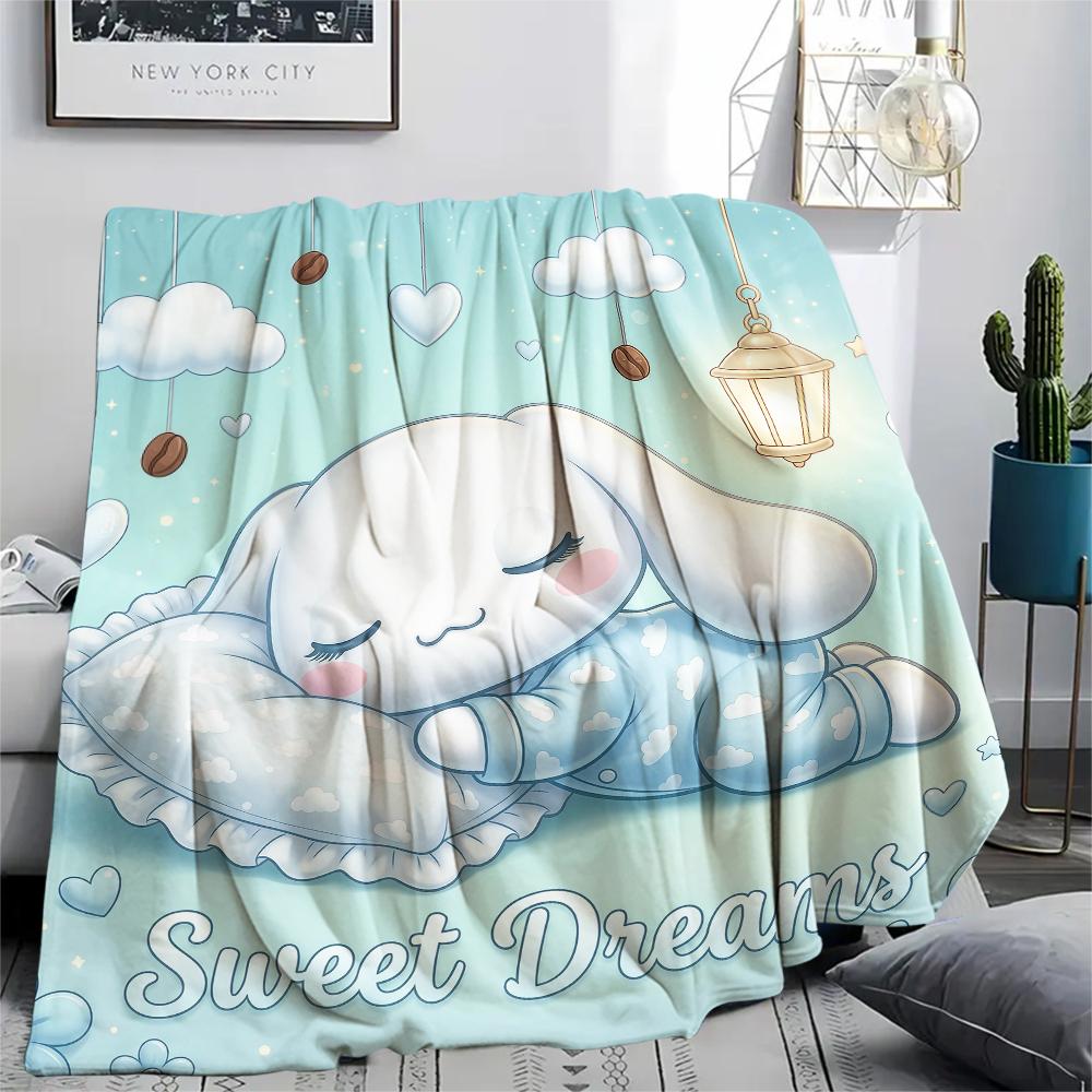 1 Stück Cinnamoroll-Print Flanelldecke, Hohe Qualität für alle Jahreszeiten, Heimdekoration, Wärme und Komfort, Perfekt für Weihnachtsgeschenke