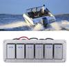 Rocker Switch Panel 6 Gang Waterproof 5 Pin On Off Car Switches 12V‑24V Blue LED