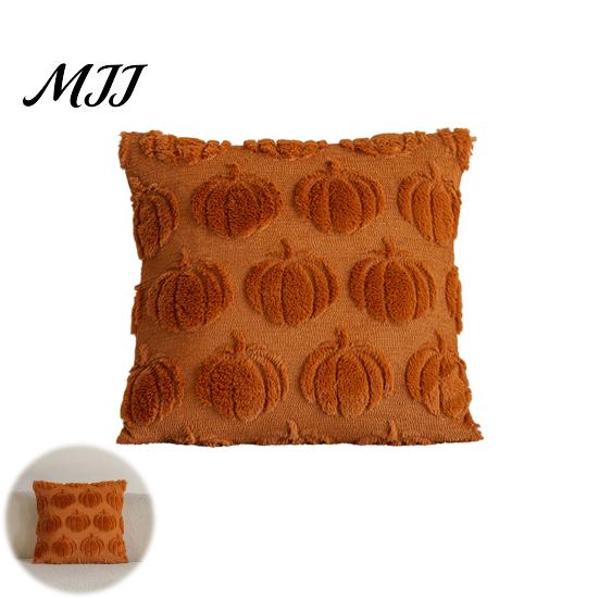 Fall Decor Pillow Case Pumpkin Pattern Pillowcase Solid Color Hide Zipper Soft Wool Pillowcases Velvet Halloween Cushion Cover Home Durable